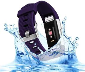 img 2 attached to VINIKI Sport Bands Compatible With Fitbit Charge 2 Special Edition Adjustable Sport Wristbands (Black/Dark Purple/Lavendar