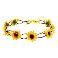 🌼 dreamlily bridal events floral hair band with adjustable ribbon - daisy flower headband crown bc38 (yellow) logo