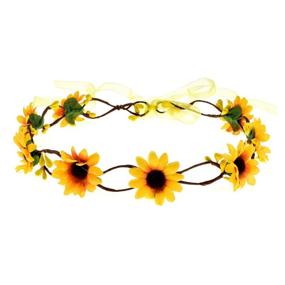 img 2 attached to 🌼 DreamLily Bridal Events Floral Hair Band with Adjustable Ribbon - Daisy Flower Headband Crown BC38 (Yellow)