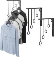 🧥 black metal wall-mounted garment rack set with 5 hanging rings - closet clothing organizer by mygift логотип