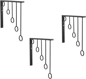 img 1 attached to 🧥 Black Metal Wall-Mounted Garment Rack Set with 5 Hanging Rings - Closet Clothing Organizer by MyGift