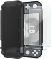 procase nintendo switch lite rubber case, slim soft shockproof tpu cover with 2 pack tempered glass screen protectors – black | anti-scratch protective case for nintendo switch lite 2019 логотип