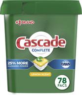 🔆 cascade complete dishwasher pods, actionpacs detergent, lemon scent, 78 count - effective cleaning solution for sparkling dishes logo