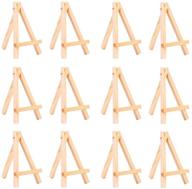 🖼️ wowoss 12 pack 5&#34; mini wooden easel stand, natural tripod holder for small canvas displays, business cards, and photos logo