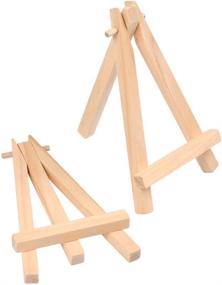 img 1 attached to 🖼️ WOWOSS 12 Pack 5&#34; Mini Wooden Easel Stand, Natural Tripod Holder for Small Canvas Displays, Business Cards, and Photos