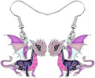 🐉 vibrant bonsny enamel fantasy dragon earrings: charming & original jewelry for girls logo