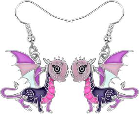 img 4 attached to 🐉 Vibrant BONSNY Enamel Fantasy Dragon Earrings: Charming & Original Jewelry for Girls