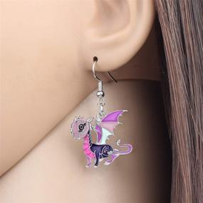 img 3 attached to 🐉 Vibrant BONSNY Enamel Fantasy Dragon Earrings: Charming & Original Jewelry for Girls