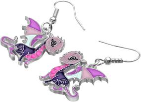 img 2 attached to 🐉 Vibrant BONSNY Enamel Fantasy Dragon Earrings: Charming & Original Jewelry for Girls