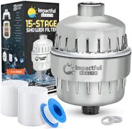 🚿 15-stage health shower head filter for hard water with 3 cartridges (includes 1 bonus) - high pressure vitamin c water softener eliminates chlorine, fluoride, and metals - compatible with handheld and shower heads logo