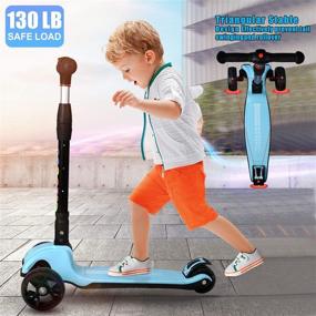 img 1 attached to 🛴 Loowoko Kick Scooter with 3 LED Light-up Wheels, Height Adjustable Toddler Scooter for Boys and Girls, Ages 3-12