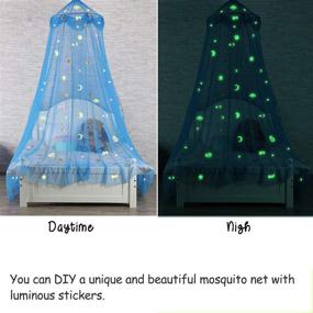 img 1 attached to 🌟 Glamorstar Bed Canopy: Blue Princess Mosquito Net with Glow-in-The-Dark Stars & Moon - Perfect Bedroom Decor Gift for Girls