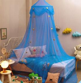 img 3 attached to 🌟 Glamorstar Bed Canopy: Blue Princess Mosquito Net with Glow-in-The-Dark Stars & Moon - Perfect Bedroom Decor Gift for Girls