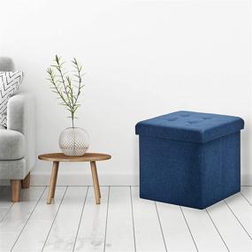 img 1 attached to Seville Classics Foldable Storage Ottoman Footrest Toy Box Coffee Table Chest Trunk Seat Stool, 1-Pack, Midnight Blue - Enhanced for SEO