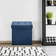 seville classics foldable storage ottoman footrest toy box coffee table chest trunk seat stool, 1-pack, midnight blue - enhanced for seo logo