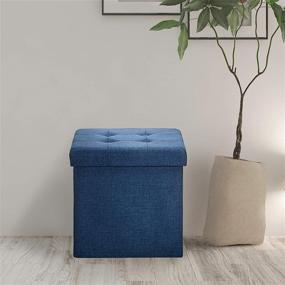 img 2 attached to Seville Classics Foldable Storage Ottoman Footrest Toy Box Coffee Table Chest Trunk Seat Stool, 1-Pack, Midnight Blue - Enhanced for SEO