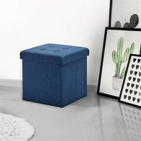 img 3 attached to Seville Classics Foldable Storage Ottoman Footrest Toy Box Coffee Table Chest Trunk Seat Stool, 1-Pack, Midnight Blue - Enhanced for SEO