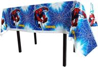 dawei spiderman themed birthday party decorations: 2pcs disposable spiderman plastic tablecloth, 70.8 x 42.5” – ideal spiderman party supplies for kids logo