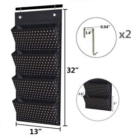 img 2 attached to 📂 Eamay White Dots Pattern Wall Mount/Over Door File Hanging Storage Organizer - Large 4-Compartment Office Supplies Document Holder for School, Classroom, Office/Home Use