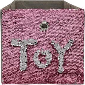 img 3 attached to 🎁 Set of 4 Kids Foldable Storage Bins: Decorative Square Storage Box with Flip Sequins, Collapsible Cub Organizer Basket for Toys, Gifts, Home, Nersury - Pink/Silver, 11″x10.5″x10.5″