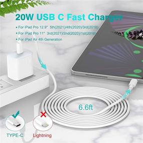 img 3 attached to 🔌 High-Speed 20W USB C Fast Charger with 6.6ft USB C-C Cable for iPad Pro 11 inch, iPad Air 4th Gen 2020, iPad Pro 12.9 inch 2021/2020/2018