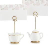 tea time whimsy place card holders by kate aspen - set of 6, teapot and teacup design, includes place cards logo