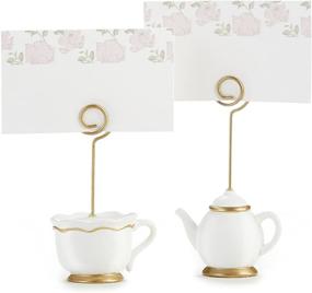img 4 attached to Tea Time Whimsy Place Card Holders by Kate Aspen - Set of 6, Teapot and Teacup Design, Includes Place Cards