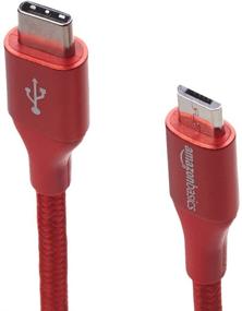 img 2 attached to 🔴 Красный кабель зарядки Amazon Basics USB Type-C to Micro-B 2.0 длиной 1 фут с двойным плетеным нейлоном