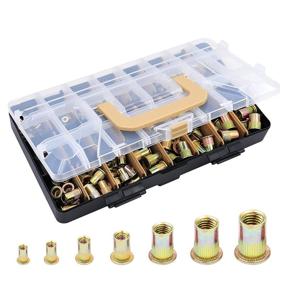 img 4 attached to Leanking 280PCS Metric Rivet Nut Rivnut Assortment Kit, Zinc Plated Carbon Steel Flat Head Threaded Insert Nut - M3 M4 M5 M6 M8 M10 M12 Sizes, Knurled Body: All-in-One Solution for Secure and Versatile Fastening