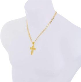 img 1 attached to Metaltree98 14k Gold Plated Jesus on Cross Pendant with 20-Inch Cuban Chain Necklace MPG 046 G