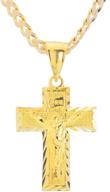 metaltree98 14k gold plated jesus on cross pendant with 20-inch cuban chain necklace mpg 046 g logo