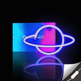 img 3 attached to Lumoonosity Planet Neon Light - USB Powered Neon Planet Sign with On/Off Switch - Cool Blue Planet LED Sign for Wall Decor - Hanging Saturn LED Light- Planet Lights for Bedroom, Gaming Room