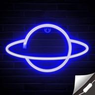 lumoonosity planet neon light - usb powered neon planet sign with on/off switch - cool blue planet led sign for wall decor - hanging saturn led light- planet lights for bedroom, gaming room логотип