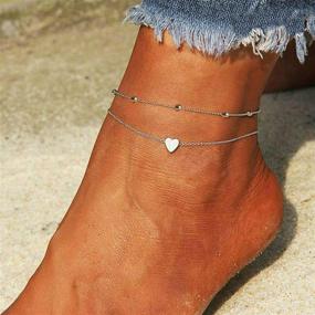 img 1 attached to 💖 Золотое бисерное браслет-чехол на ногу с сердцем для женщин - слоистые браслеты на ногу для девочек-подростков.