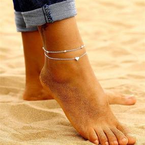 img 3 attached to 💖 Золотое бисерное браслет-чехол на ногу с сердцем для женщин - слоистые браслеты на ногу для девочек-подростков.