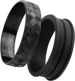 img 3 attached to 💍 FITCISE 3D Carbon Fiber Texture Silicone Wedding Ring - 3 Pack in Gift Box Package