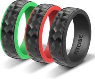 💍 fitcise 3d carbon fiber texture silicone wedding ring - 3 pack in gift box package логотип