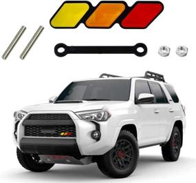 img 4 attached to GreenPartys For TRD Truck Label Tri-Color Grille Badge Emblem Compatible For Tacoma 4Runner Tundra Sequoia Rav4 Highlander Accessories(Red/Orange/Yellow)