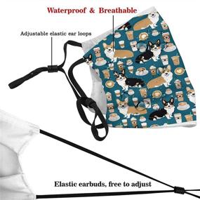 img 1 attached to 🐶 Corgis Face Mask: Fashionable Black Dustproof Bandana with Adjustable Reusable Design & 2 Filters for Breathable, Washable, and Protective Wear