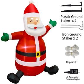 img 2 attached to 🎅 5FT Outdoor Christmas Inflatable Santa Claus - Cute LED-Lighted Yard Decor, Holiday Xmas Blow-up Decorations for Lawn - Lighted Outside Christmas Inflatables