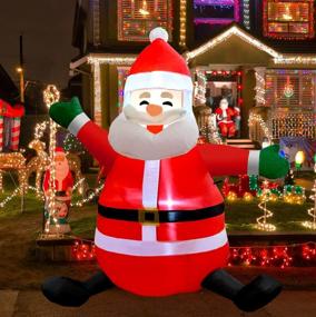 img 1 attached to 🎅 5FT Outdoor Christmas Inflatable Santa Claus - Cute LED-Lighted Yard Decor, Holiday Xmas Blow-up Decorations for Lawn - Lighted Outside Christmas Inflatables