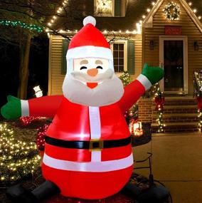 img 4 attached to 🎅 5FT Outdoor Christmas Inflatable Santa Claus - Cute LED-Lighted Yard Decor, Holiday Xmas Blow-up Decorations for Lawn - Lighted Outside Christmas Inflatables