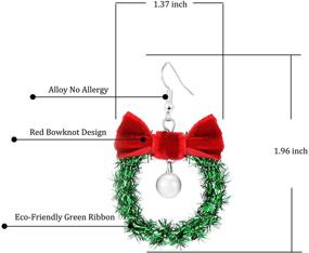 img 1 attached to 🎄 Ручная работа - Рождественская украшение-венок серьги - Праздничные легкие капельки с красным бантом - идеальный подарок для женщин/девочек на Новый год или Рождественскую вечеринку.