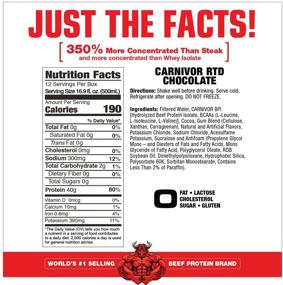 img 2 attached to MuscleMeds Carnivor Protein Shake, Chocolate Flavor - 16.9 Fl Oz (Pack of 12)