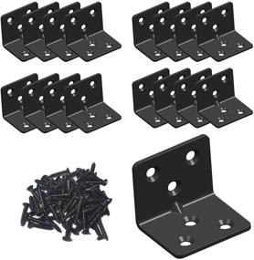 img 4 attached to Pack of 16 Black Stainless Steel Shelf Brackets, Heavy Duty L Shape Metal Corner Brace Supporter, Right Angle Joint (1.5x1.18x1.18x0.06)