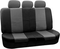 fh group pu002grayblack013 gray/black faux leather split bench car seat cover logo