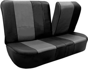 img 1 attached to FH Group PU002GRAYBLACK013 Gray/Black Faux Leather Split Bench Car Seat Cover