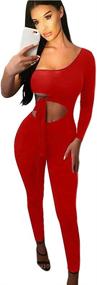 img 1 attached to BEAGIMEG Womens Shoulder Bodycon Jumpsuit Women's Clothing