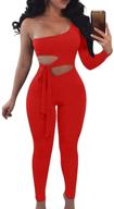 beagimeg womens shoulder bodycon jumpsuit women's clothing logo