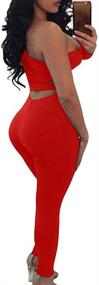 img 2 attached to BEAGIMEG Womens Shoulder Bodycon Jumpsuit Women's Clothing